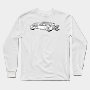 Ford Hot Rod Yellow Wireframe Long Sleeve T-Shirt